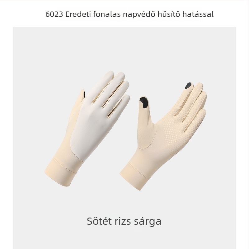 Női UV-védelmet nyújtó kesztyű, Ice Silk, lélegző, gyorsan száradó, csúszásmentes, érintőképernyő-kompatibilis