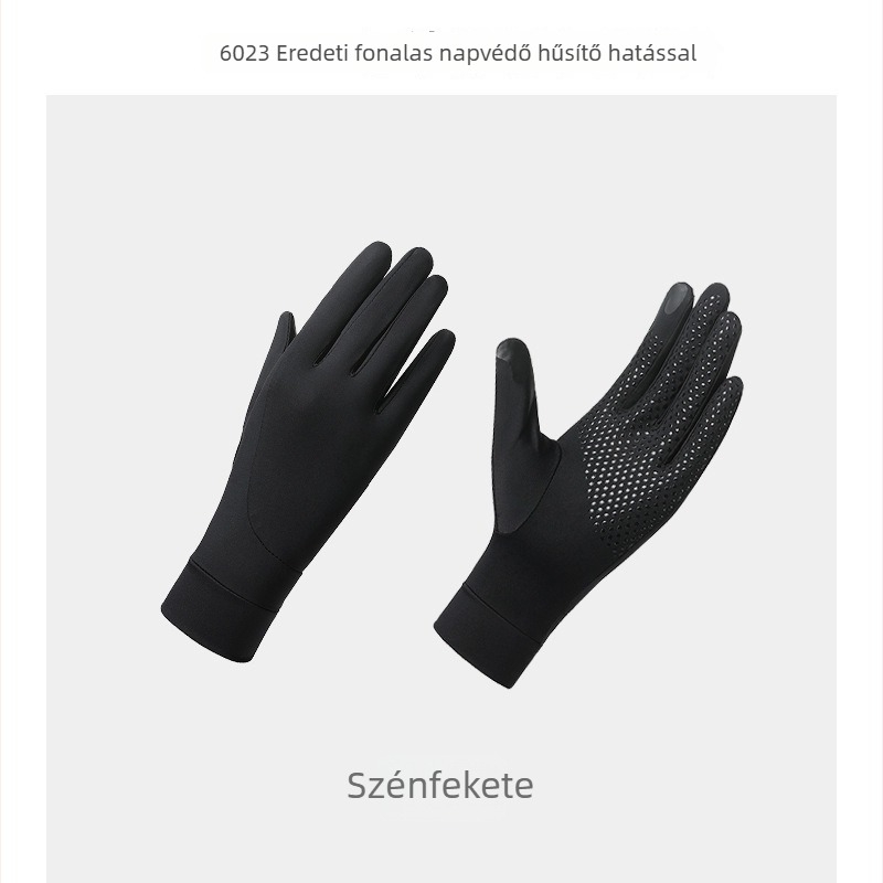 Női UV-védelmet nyújtó kesztyű, Ice Silk, lélegző, gyorsan száradó, csúszásmentes, érintőképernyő-kompatibilis