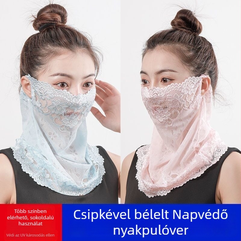 Nyári napsugárvédő sál UV védelemmel, légáteresztő, ultrakönnyű, árnyék a nyak köré, nylon csipke anyag