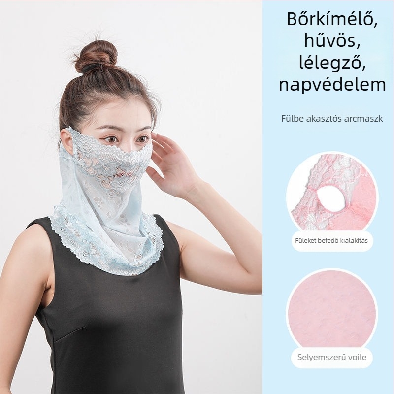 Nyári napsugárvédő sál UV védelemmel, légáteresztő, ultrakönnyű, árnyék a nyak köré, nylon csipke anyag