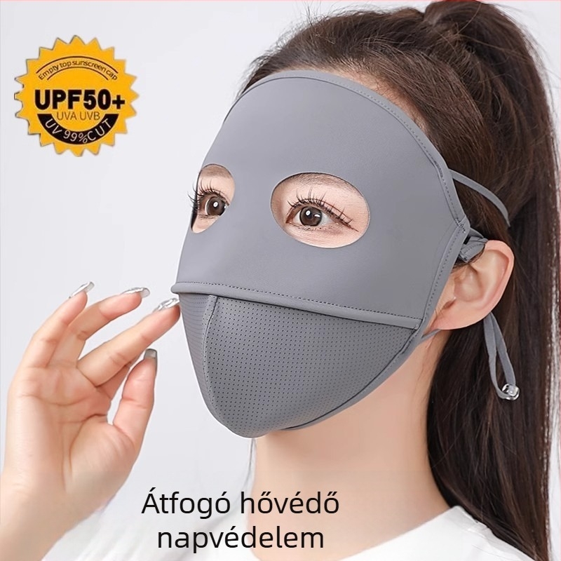 Félig fedett UV-védelmet nyújtó nyári arcfedő maszk Ice Silk anyagból, nylon + spandex, vezetéshez (felnőttek)