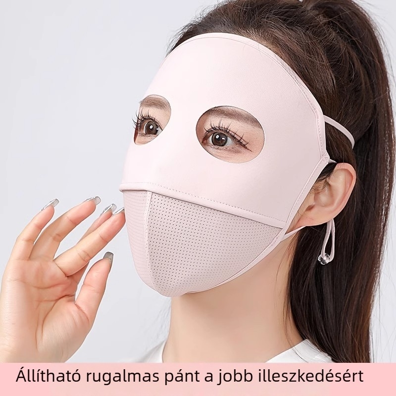 Félig fedett UV-védelmet nyújtó nyári arcfedő maszk Ice Silk anyagból, nylon + spandex, vezetéshez (felnőttek)