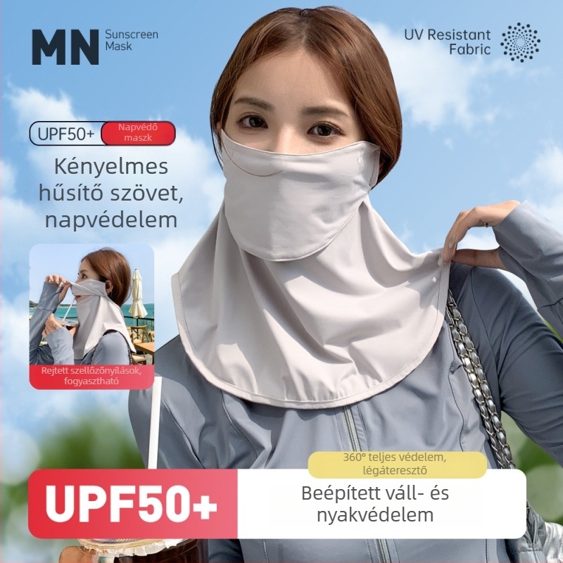 Légáteresztő UV-védő maszk arcra és nyakra, nejlon anyagból, arcot és nyakat fed