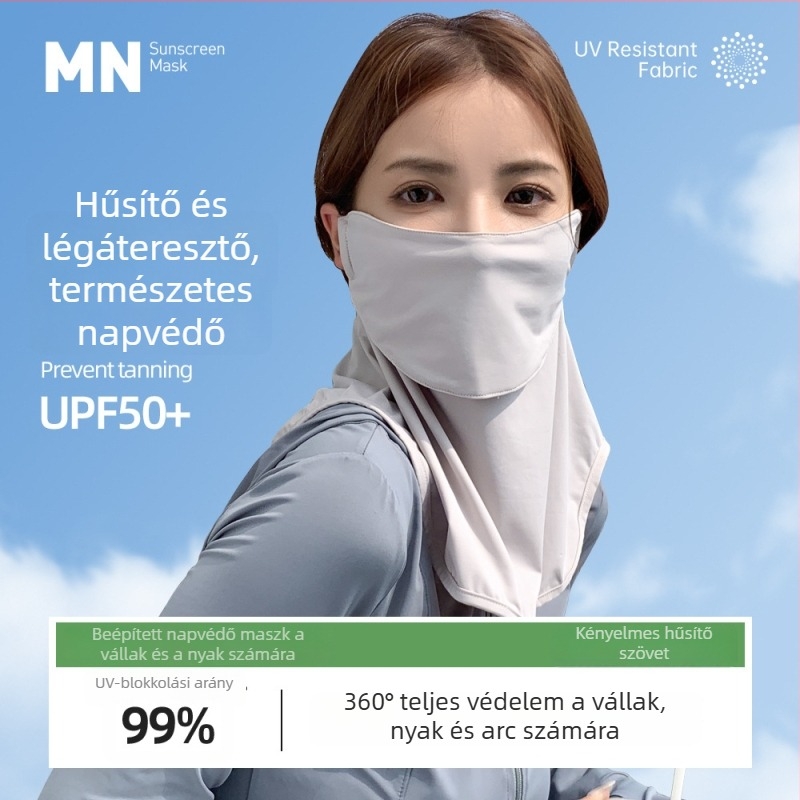 Légáteresztő UV-védő maszk arcra és nyakra, nejlon anyagból, arcot és nyakat fed