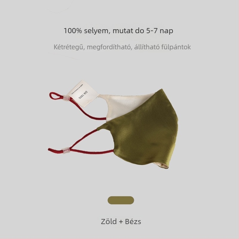 Kétszínű selyem arcmaszk - légáteresztő, szélálló, UV-védelem - 100% selyem
