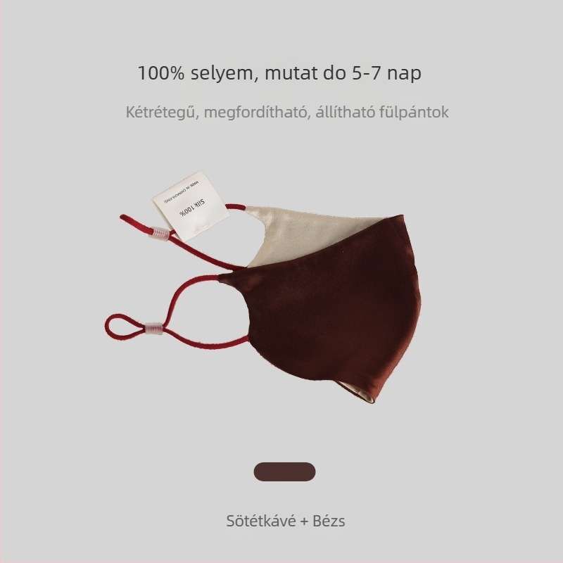 Kétszínű selyem arcmaszk - légáteresztő, szélálló, UV-védelem - 100% selyem