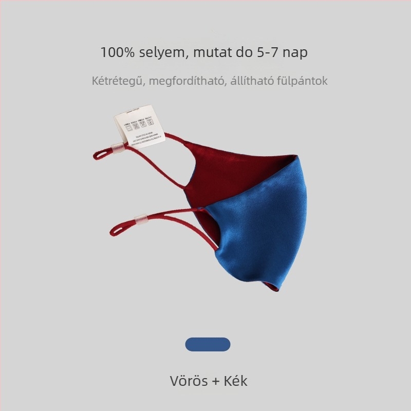 Kétszínű selyem arcmaszk - légáteresztő, szélálló, UV-védelem - 100% selyem