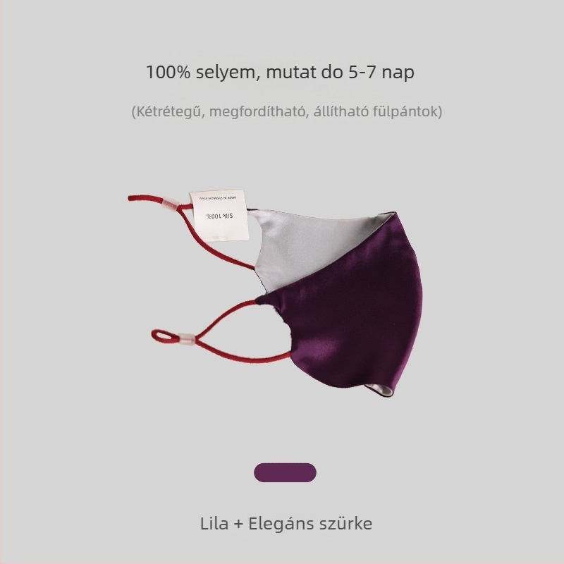 Kétszínű selyem arcmaszk - légáteresztő, szélálló, UV-védelem - 100% selyem