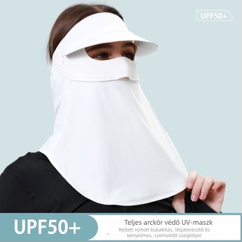 Beépített napvédő maszk nyak- és vállvédővel, lélegző nylon anyag, UV védelem