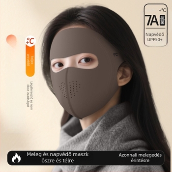 Kültéri kerékpározáshoz fleece-beléssel ellátott teljes arcmaszk – szélálló, UV-védelem, melegen tartja