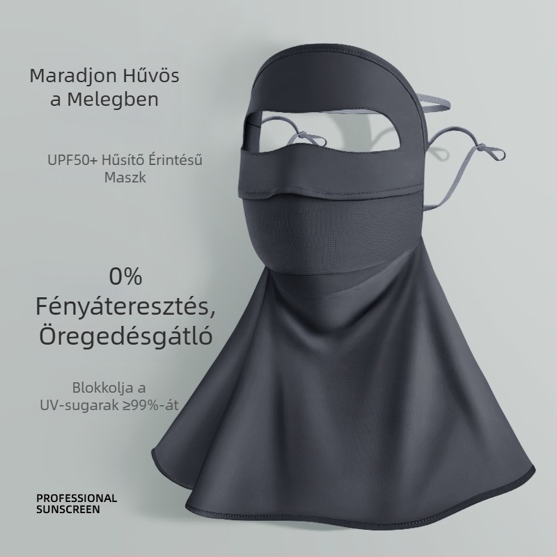 Női nyári UV-védő maszk nylon ice silk hűsítő anyaggal – kerékpározáshoz arc-nyak- és vállfedés