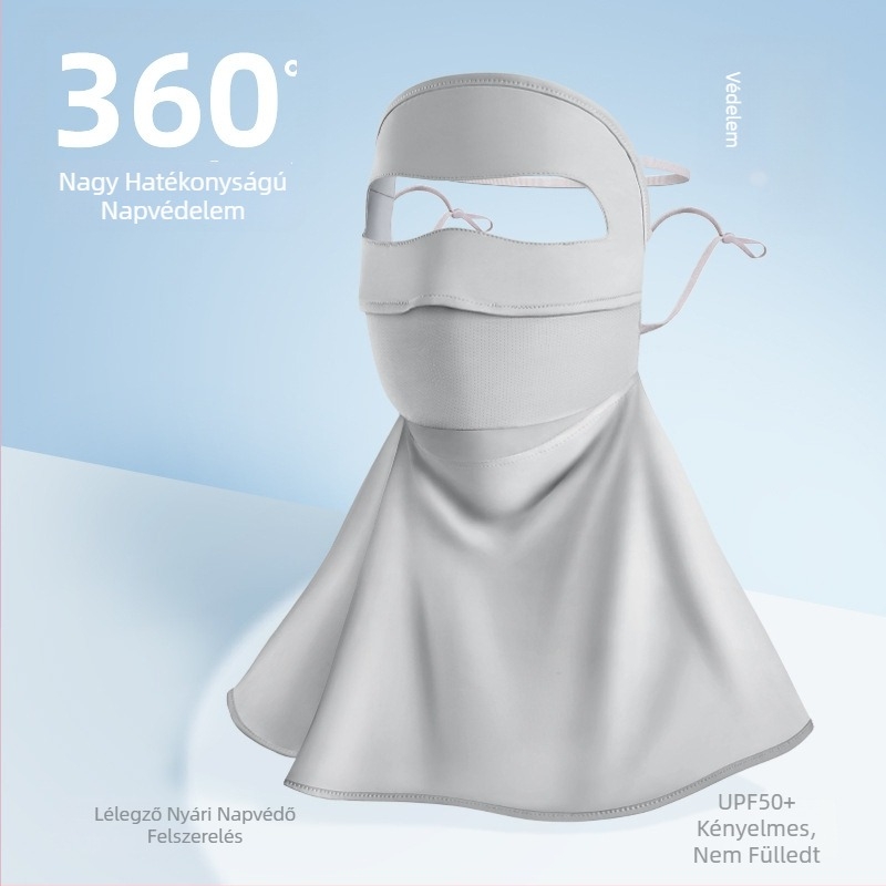 Női nyári UV-védő maszk nylon ice silk hűsítő anyaggal – kerékpározáshoz arc-nyak- és vállfedés