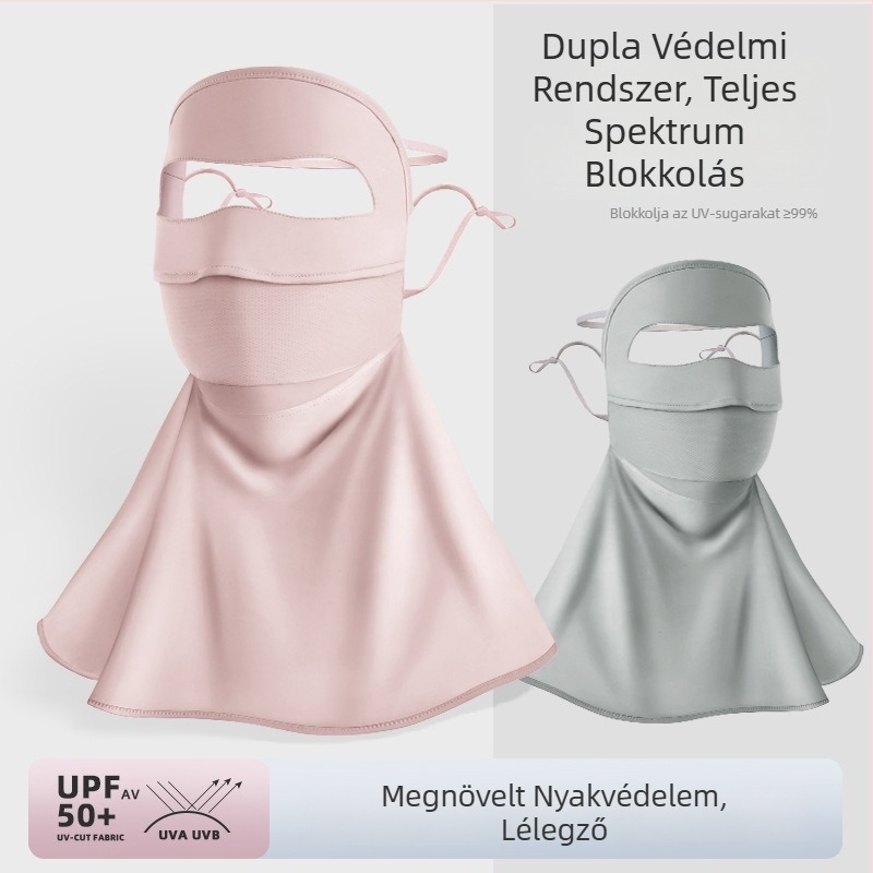 Női nyári UV-védő maszk nylon ice silk hűsítő anyaggal – kerékpározáshoz arc-nyak- és vállfedés