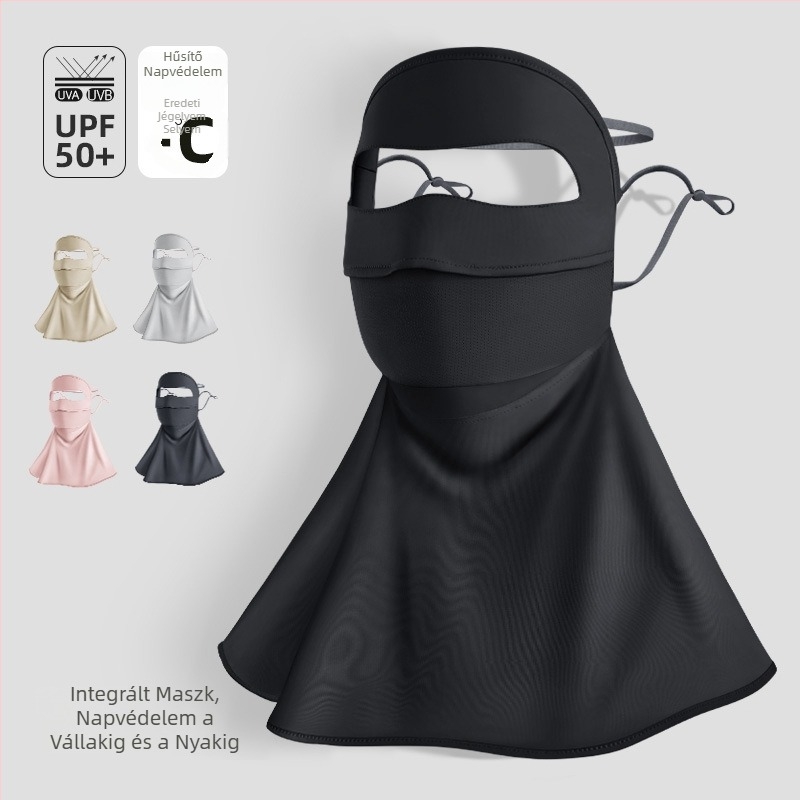 Női nyári UV-védő maszk nylon ice silk hűsítő anyaggal – kerékpározáshoz arc-nyak- és vállfedés