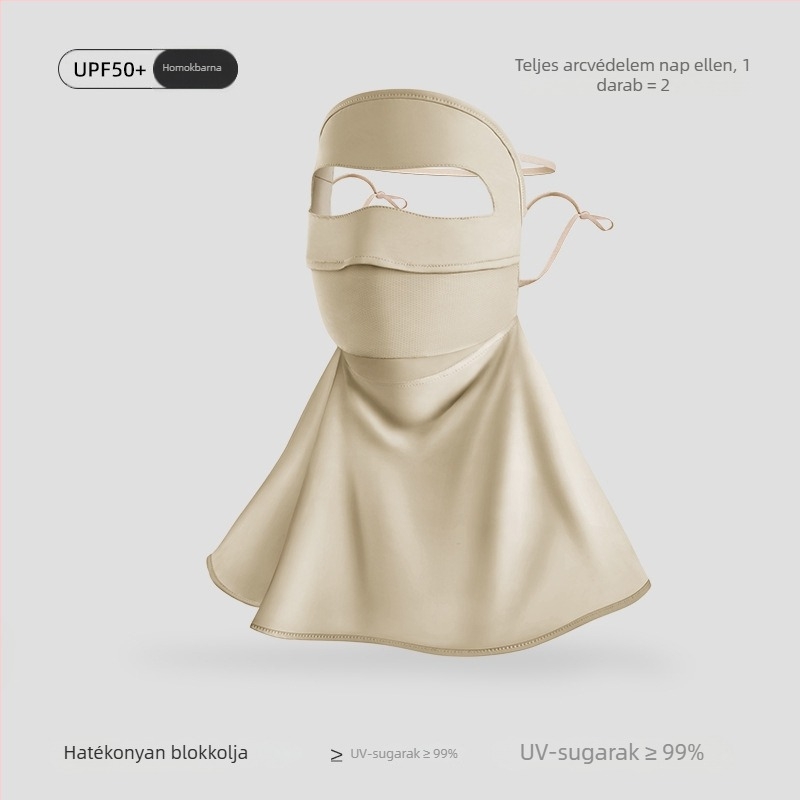 Női nyári UV-védő maszk nylon ice silk hűsítő anyaggal – kerékpározáshoz arc-nyak- és vállfedés