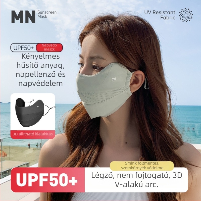 Női UV-védelmi maszk, lélegző, teljes arcfedés, nejlon anyag, szemvédelem