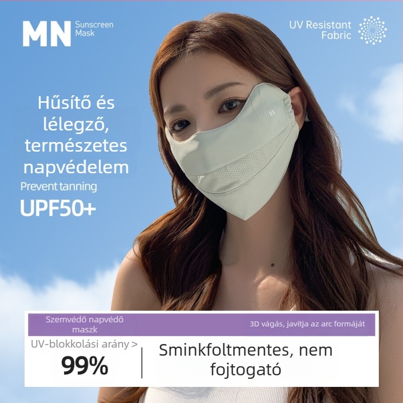 Női UV-védelmi maszk, lélegző, teljes arcfedés, nejlon anyag, szemvédelem