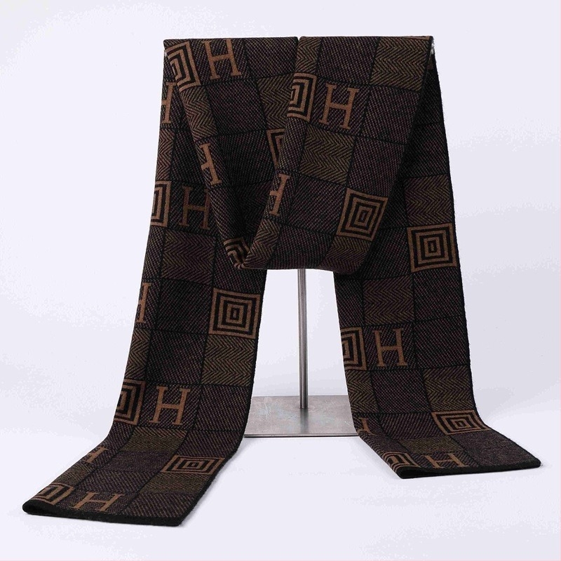 Gyapjú sál kockás mintával, warp-knit kötés, meleg téli viselet, uniszex