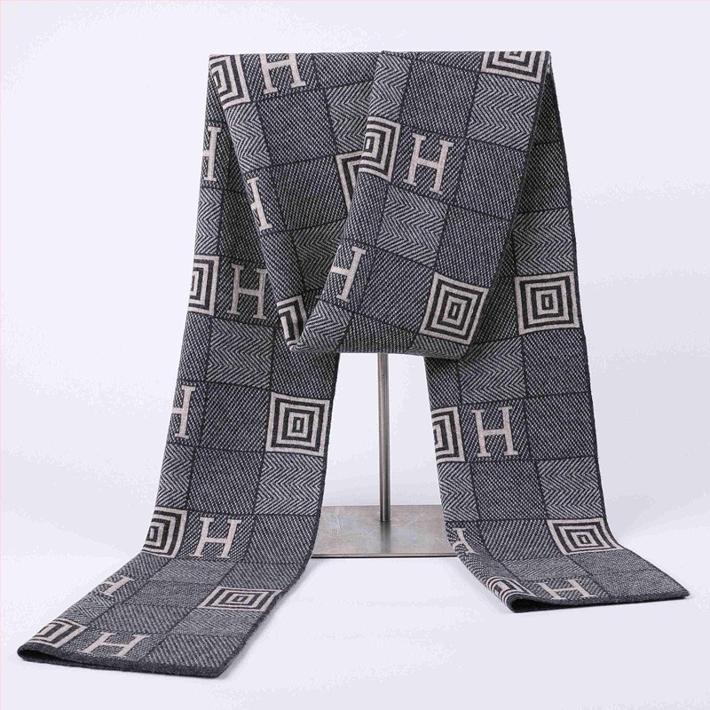 Gyapjú sál kockás mintával, warp-knit kötés, meleg téli viselet, uniszex