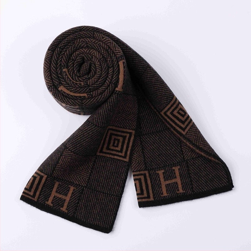 Gyapjú sál kockás mintával, warp-knit kötés, meleg téli viselet, uniszex