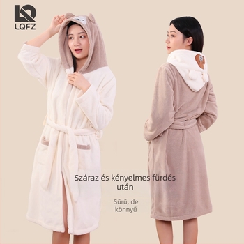 Fürdőköntös kapucnival babáknak, korall plüssből, vastag és nedvszívó, hímzett, uniszex