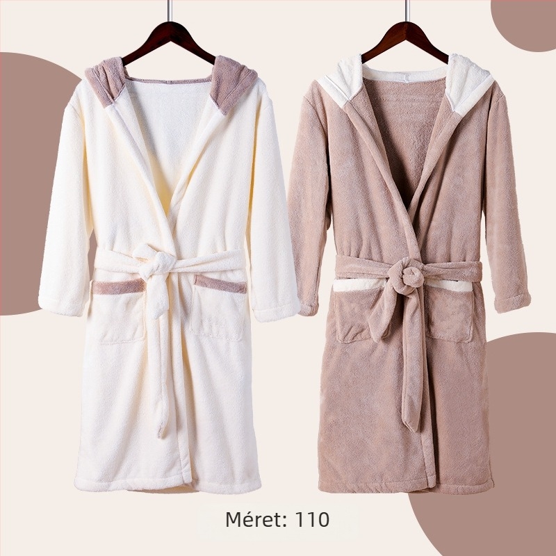 Fürdőköntös kapucnival babáknak, korall plüssből, vastag és nedvszívó, hímzett, uniszex