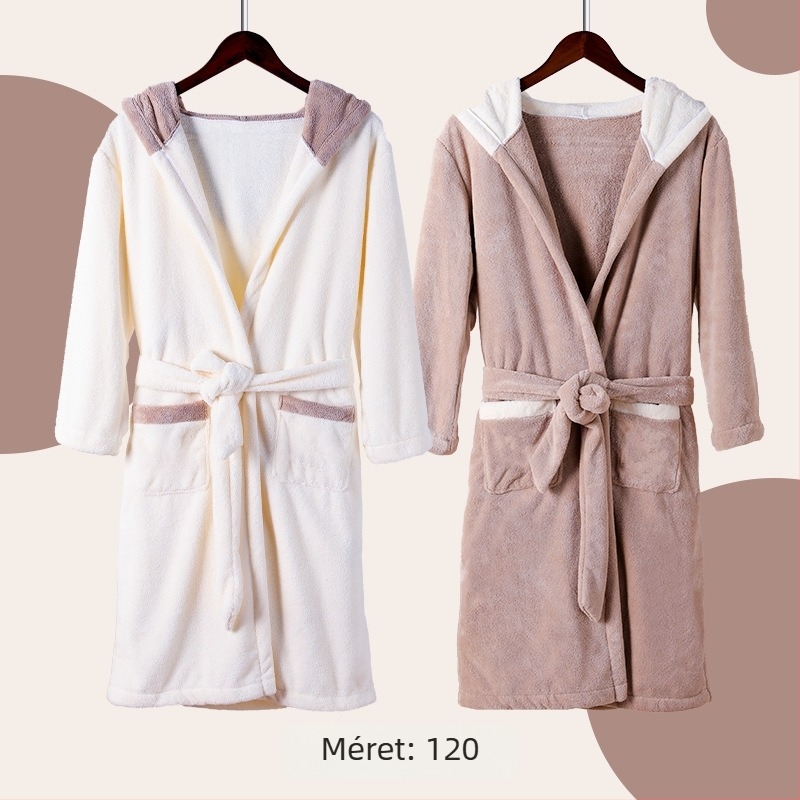 Fürdőköntös kapucnival babáknak, korall plüssből, vastag és nedvszívó, hímzett, uniszex