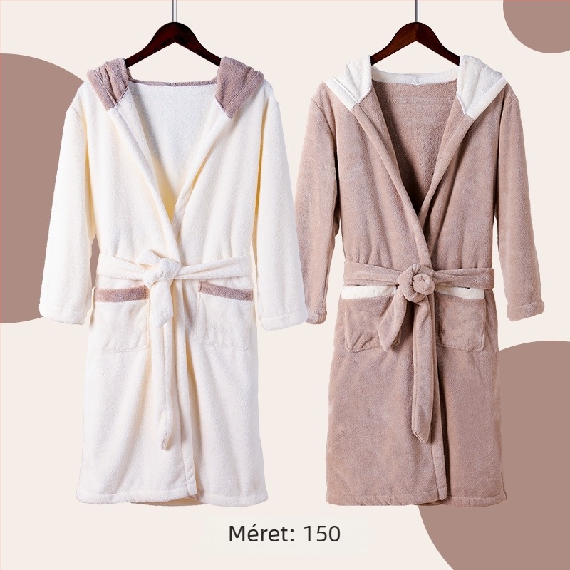 Fürdőköntös kapucnival babáknak, korall plüssből, vastag és nedvszívó, hímzett, uniszex