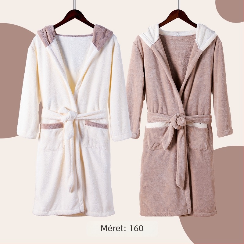 Fürdőköntös kapucnival babáknak, korall plüssből, vastag és nedvszívó, hímzett, uniszex