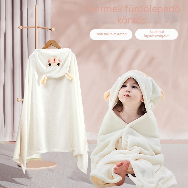 Peng Song korall fleece hordozható babafürdőköpeny kapucnival, 300–400 g, 150D fonal, Testreszabható