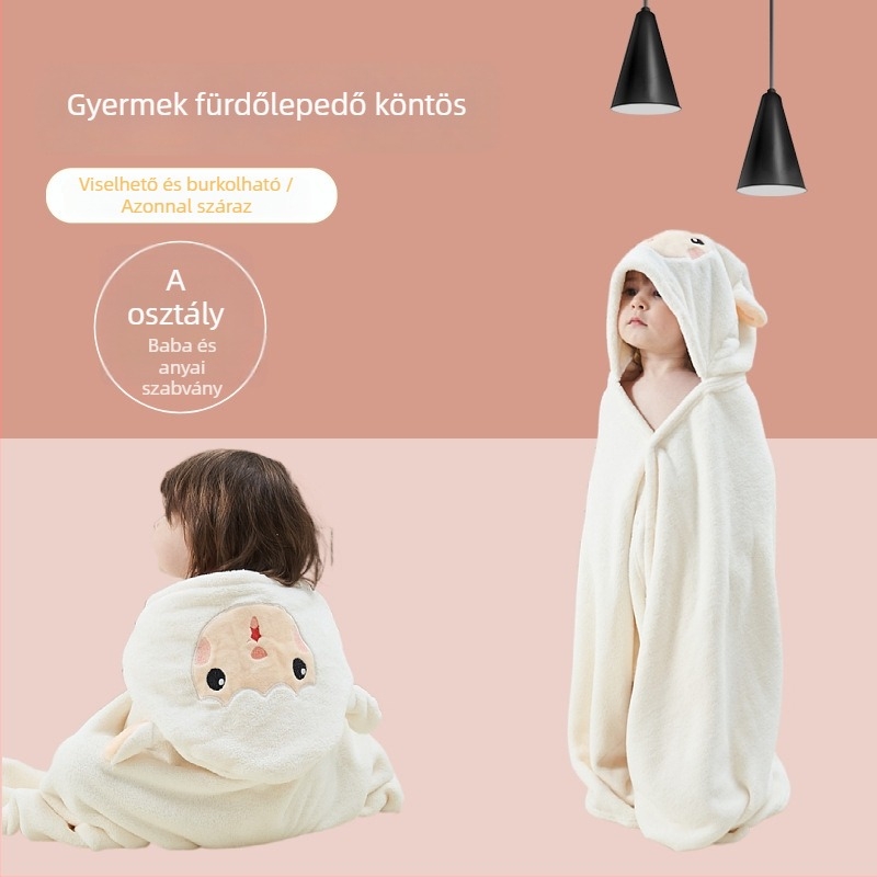 Peng Song korall fleece hordozható babafürdőköpeny kapucnival, 300–400 g, 150D fonal, Testreszabható