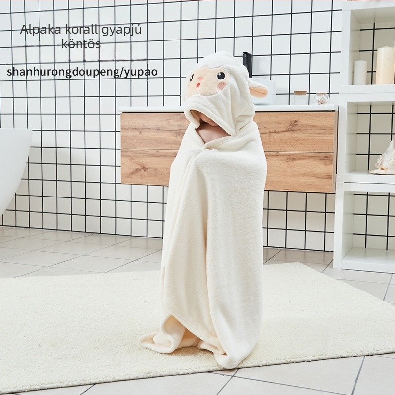 Peng Song korall fleece hordozható babafürdőköpeny kapucnival, 300–400 g, 150D fonal, Testreszabható