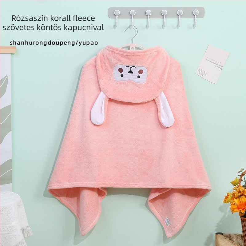 Peng Song korall fleece hordozható babafürdőköpeny kapucnival, 300–400 g, 150D fonal, Testreszabható
