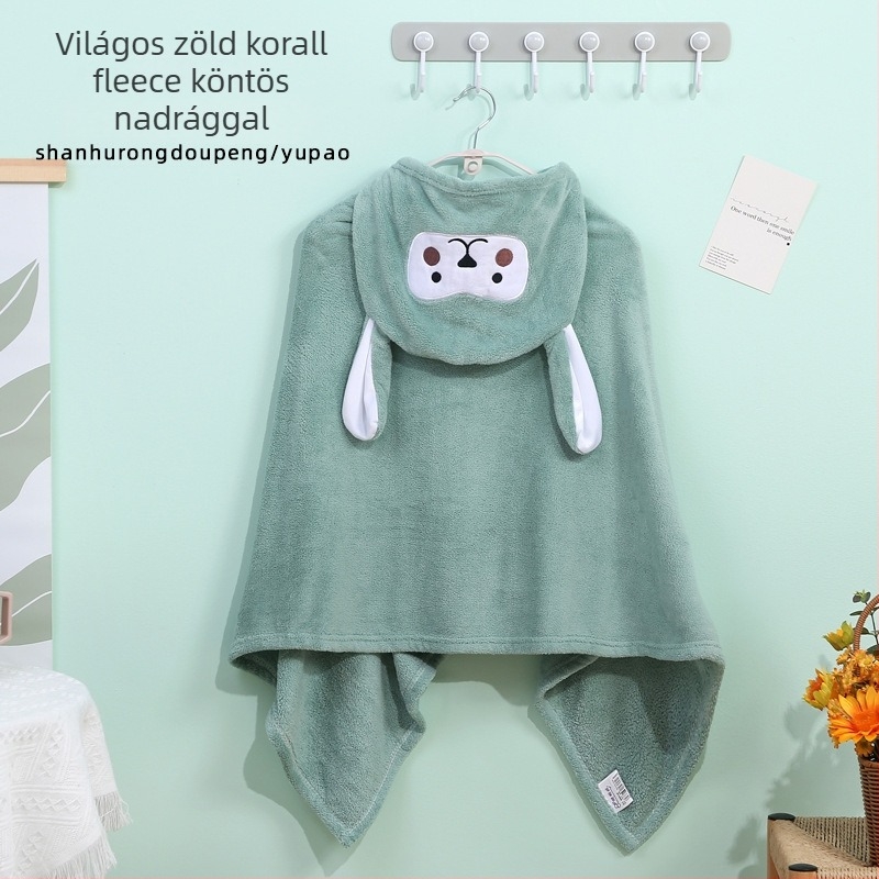 Peng Song korall fleece hordozható babafürdőköpeny kapucnival, 300–400 g, 150D fonal, Testreszabható