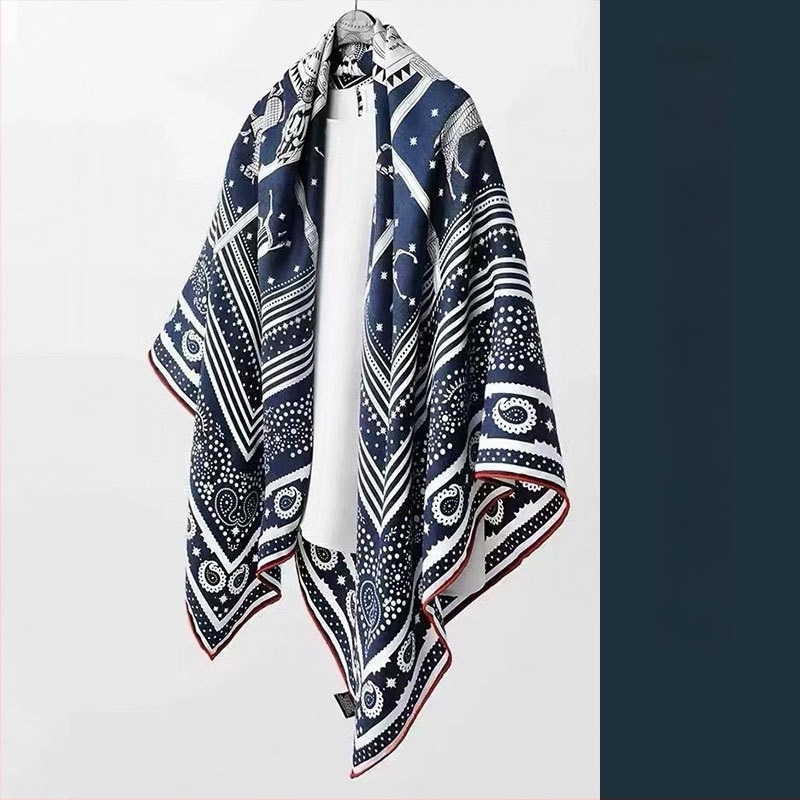 Négyszögletű sál, kétoldalas, selyem–gyapjú keverék, vintage kashew virág minta, twill szövés, Hangzhou eredet
