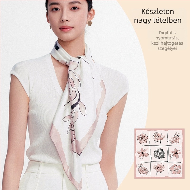 Huataisilkstore — 100% selyem, eredeti dizájn, nyomtatás, négyszögletes selyemsál, ősz 2025