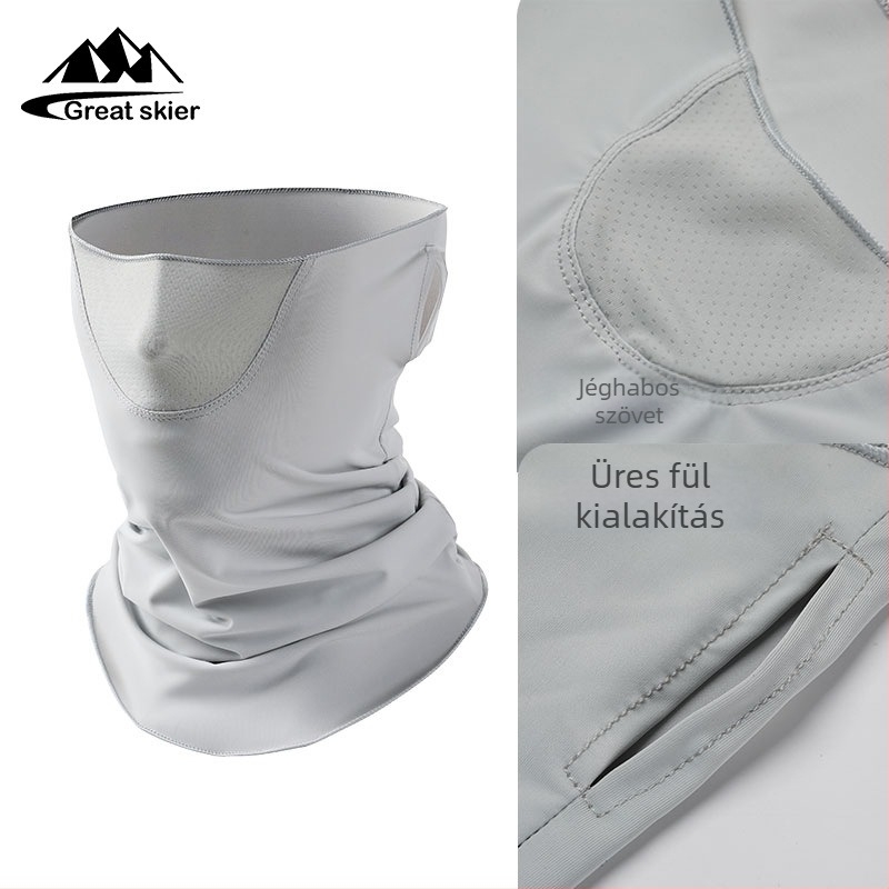 Ice Silk UV-védett arc- és nyakmaszk teljes arcfedéssel, gyorsan száradó, lélegző nylon-spandex keverék kültéri kerékpározáshoz