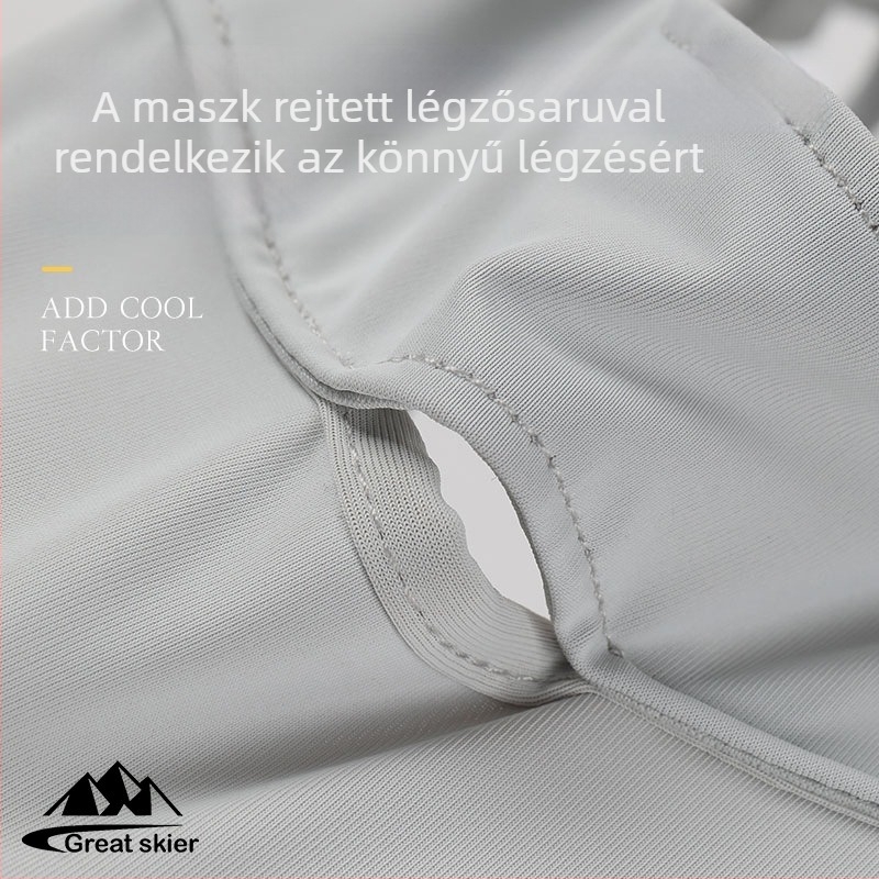 Ice Silk UV-védett arc- és nyakmaszk teljes arcfedéssel, gyorsan száradó, lélegző nylon-spandex keverék kültéri kerékpározáshoz
