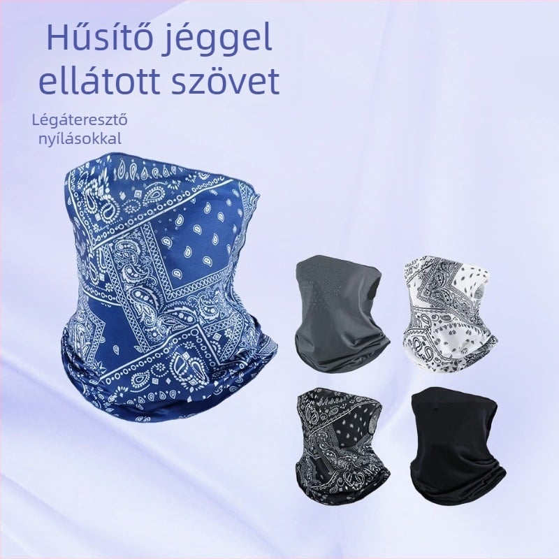 Kerékpáros arcmaszk fülhurokkal, perforált, légáteresztő poliészter anyag