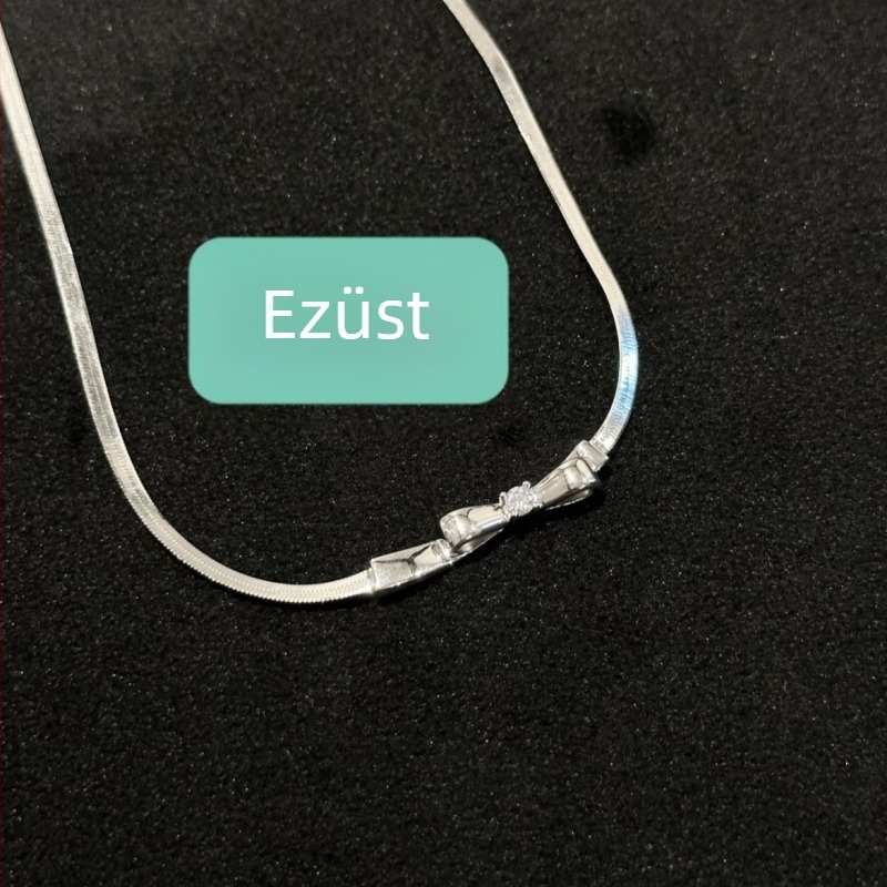 Fülbevaló és nyaklánc készlet penge lánccal, réz anyagú, elektroplátolás, édes stílus