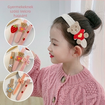 Gyerekeknek szóló hajkiegészítő: Velcro-s tincs klipe és fejpánt, természetes stílus, friss és édes