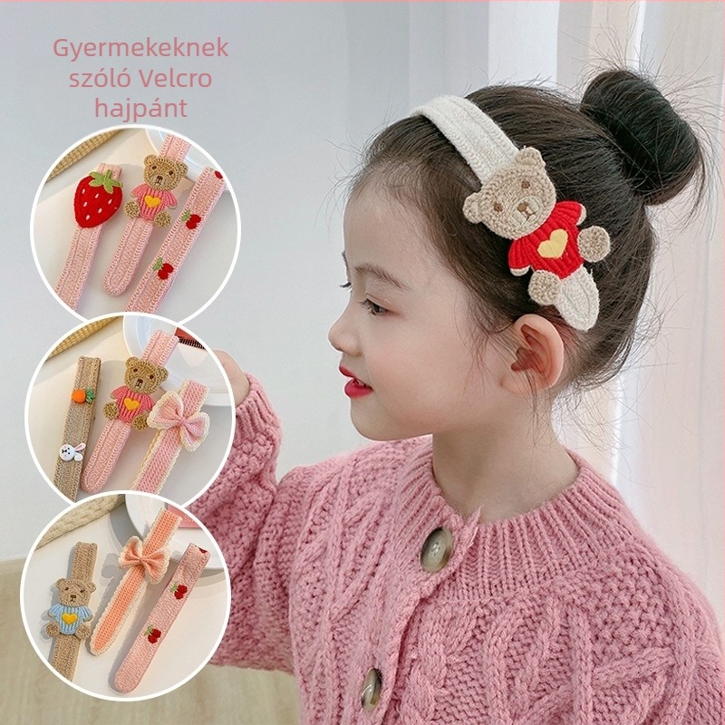 Gyerekeknek szóló hajkiegészítő: Velcro-s tincs klipe és fejpánt, természetes stílus, friss és édes
