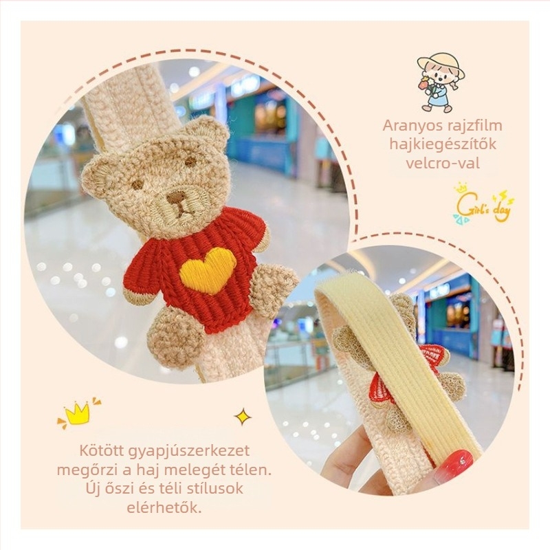 Gyerekeknek szóló hajkiegészítő: Velcro-s tincs klipe és fejpánt, természetes stílus, friss és édes