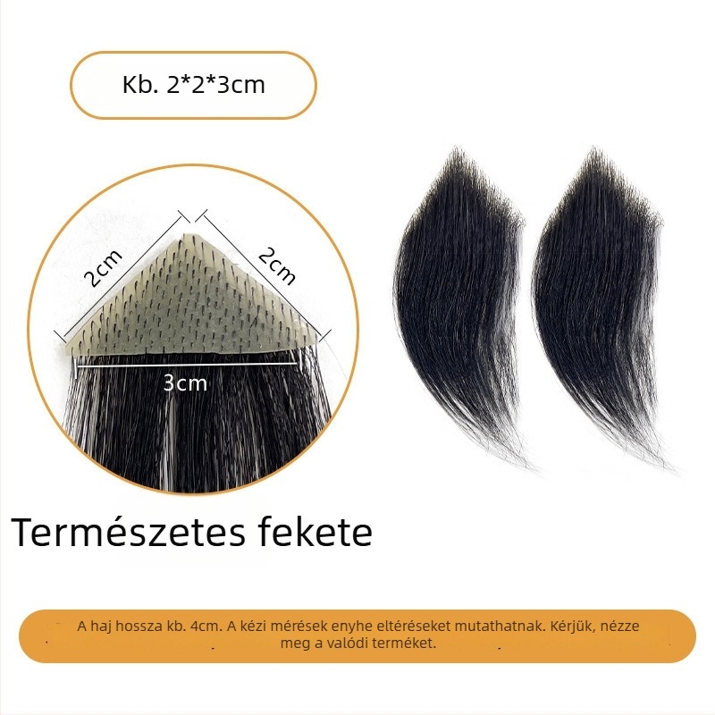 Férfiaknak szóló M-formájú hajvonalú paruka oldalsó hajvonalakkal, kézzel font emberi hajból, festhető