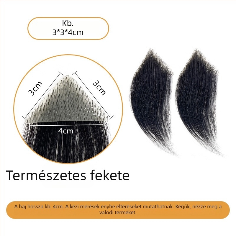 Férfiaknak szóló M-formájú hajvonalú paruka oldalsó hajvonalakkal, kézzel font emberi hajból, festhető