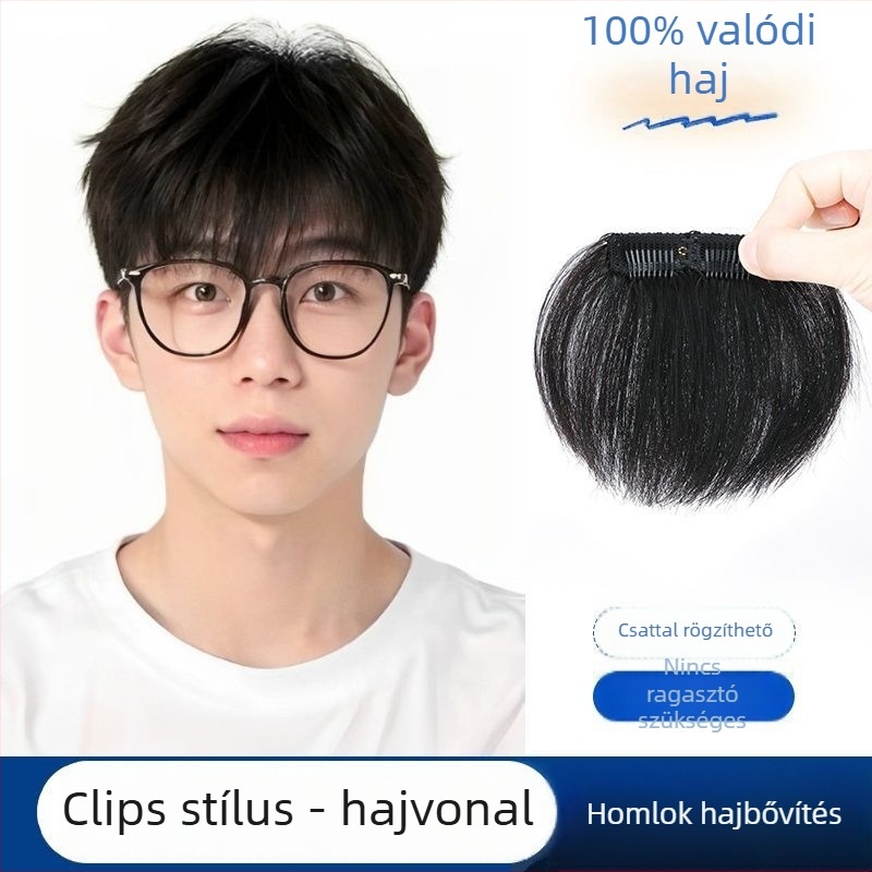 Férfi hajvonal paróka - kézzel szőtt, hosszú emberi haj, hajvonal fedés, festhető