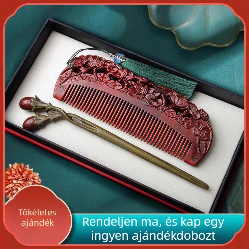 Hajcsat zöld santalfa-fából készült, vintage etnikus geometriai dizájn (Anyag: Fa; Stílus: Etnikus; Forma: Geometriai; Termék kategória: Fejfedő)