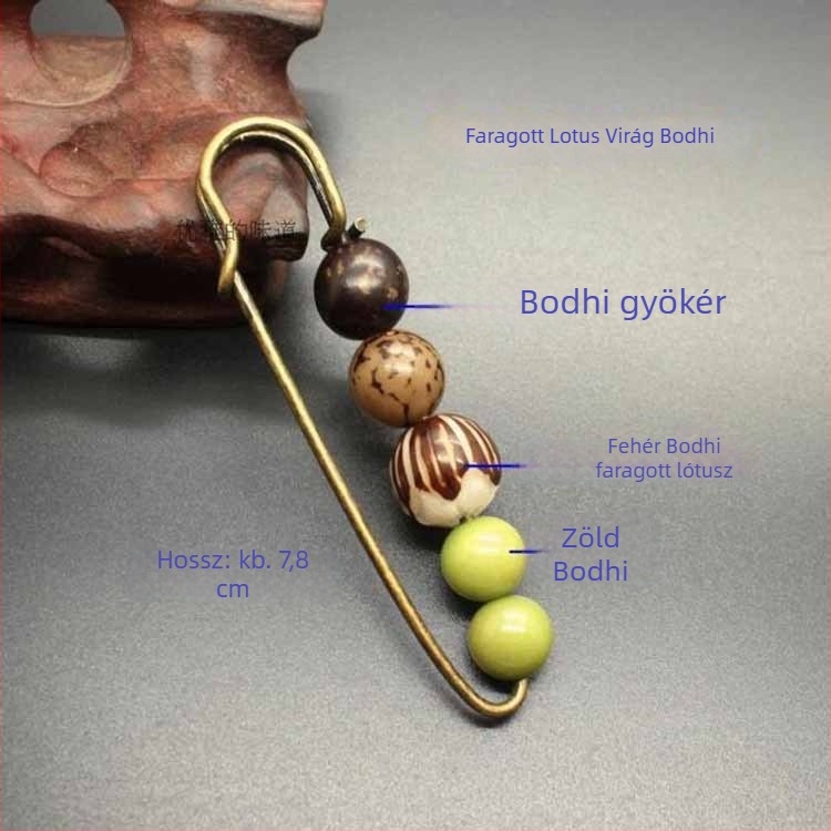 Mengfu brooch – retro stílus, geometriai dizájn, lotus motívum, Bodhi anyag (Anyag: Bodhi; Stílus: Retro; Márka: Mengfu; Motív: Lotus)
