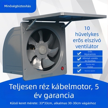 Kifúvó ventilátor – fürdőszoba és konyha, teljesen fém burkolat, erőteljes és halk működés, 220V, 50Hz