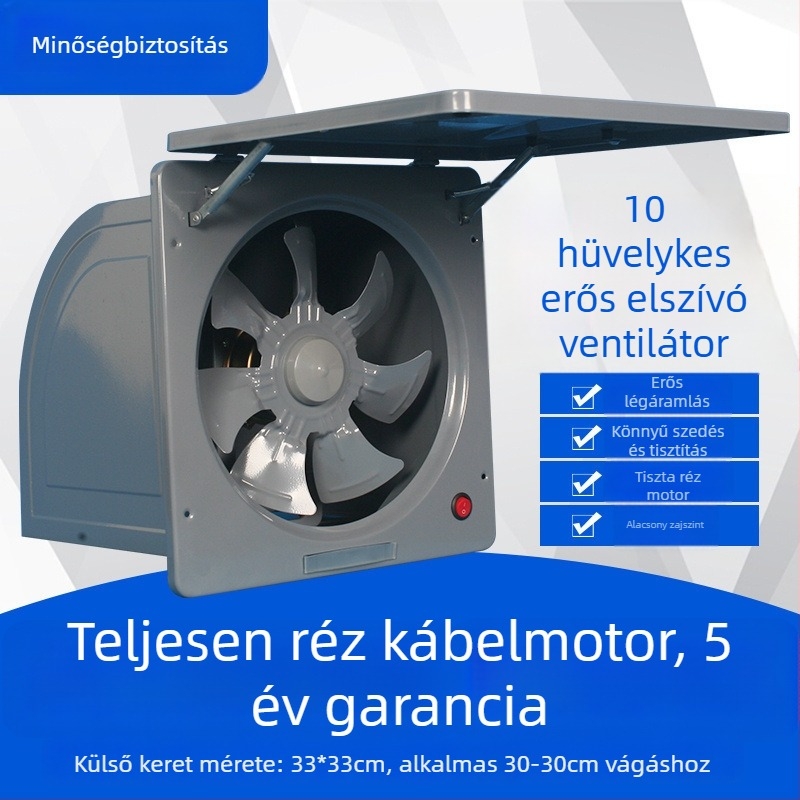 Kifúvó ventilátor – fürdőszoba és konyha, teljesen fém burkolat, erőteljes és halk működés, 220V, 50Hz